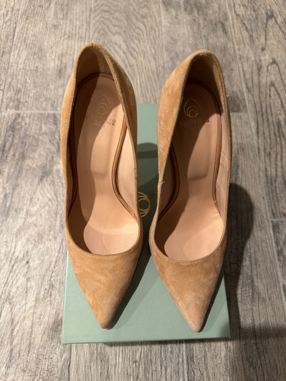 Brother Vellies Tan Suede Pointed-Toe Pumps